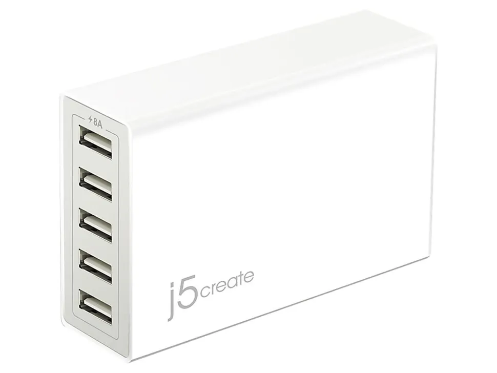 j5create® JUP50 40W 5-Port USB Super Charger, White