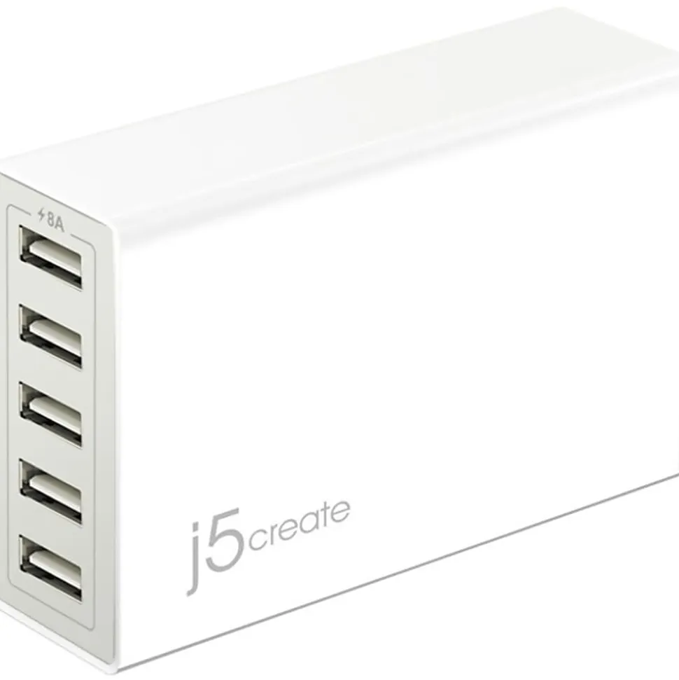 j5create® JUP50 40W 5-Port USB Super Charger, White