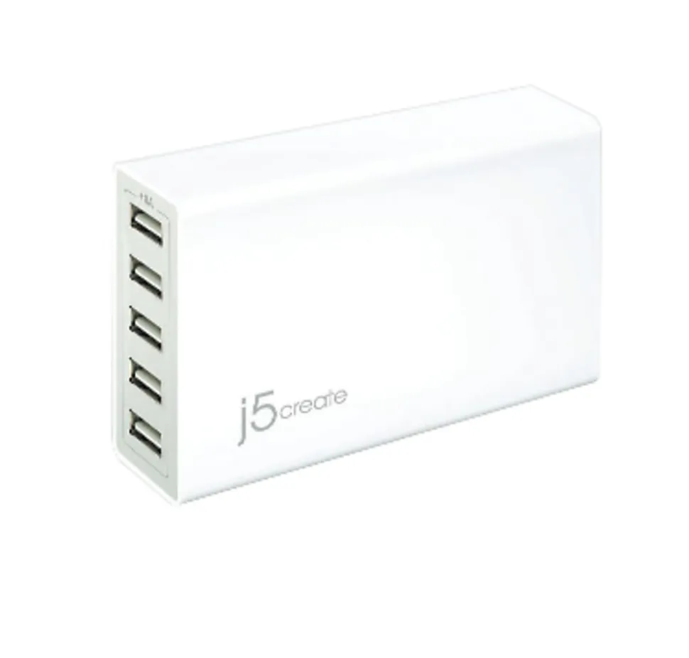 j5create® JUP50 40W 5-Port USB Super Charger, White