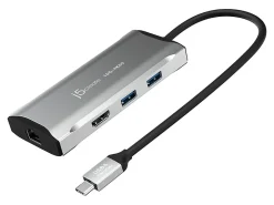 j5create 4K 60 Elite USB-C Travel Docking Station, 0.62"H x 4.33"W x 1.85"D, Space Gray, JCD392
