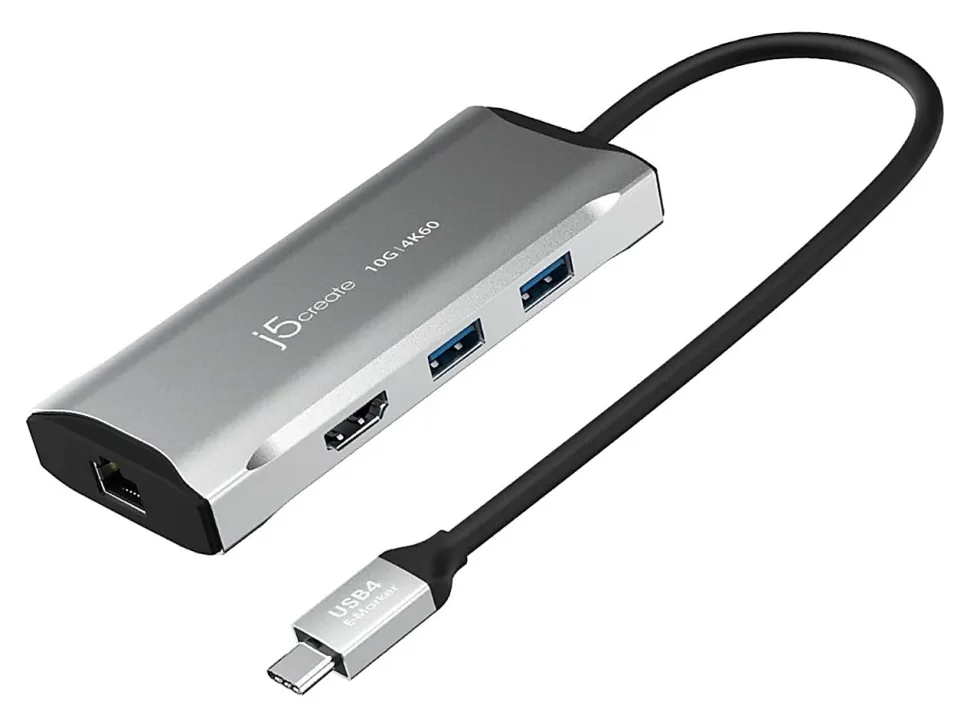 j5create 4K 60 Elite USB-C Travel Docking Station, 0.62"H x 4.33"W x 1.85"D, Space Gray, JCD392