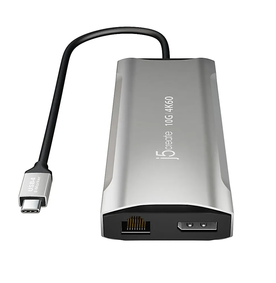 j5create 4K 60 Elite USB-C Triple-Monitor Mini-Dock, Space Gray, JCD397