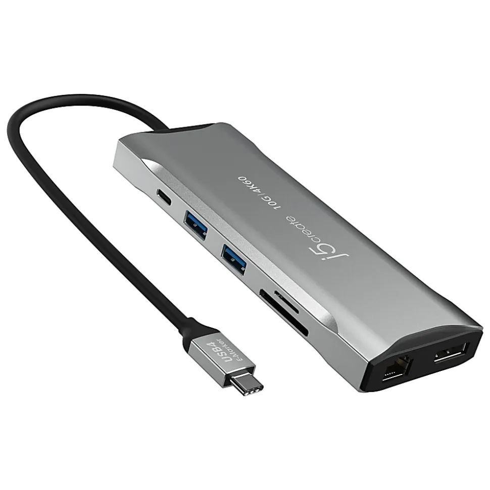 j5create 4K 60 Elite USB-C Triple-Monitor Mini-Dock, Space Gray, JCD397