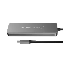 j5create 8K USB4 5-in-1 Travel Hub, 7/16”H x 4-5/8”W x 1-13/16”D, Space Gray, JCH453