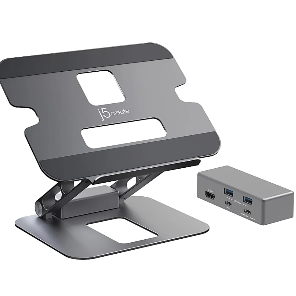 j5Create Multi-Angle 4K Docking Stand, 11.4"H x 8.9"W x 2.1"D, Space Gray, JTS327