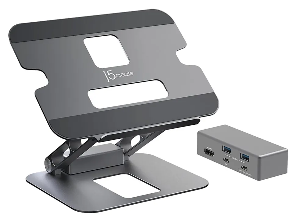 j5Create Multi-Angle 4K Docking Stand, 11.4"H x 8.9"W x 2.1"D, Space Gray, JTS327