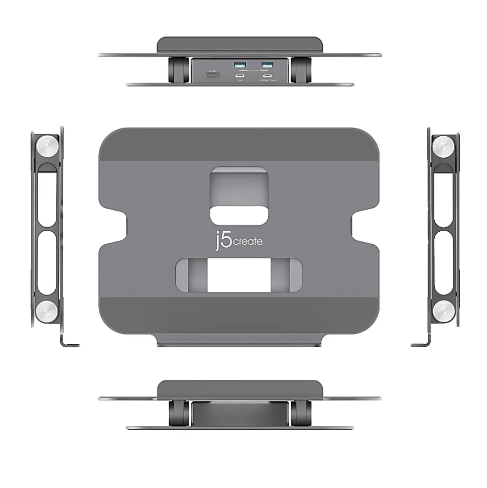 j5Create Multi-Angle 4K Docking Stand, 11.4"H x 8.9"W x 2.1"D, Space Gray, JTS327