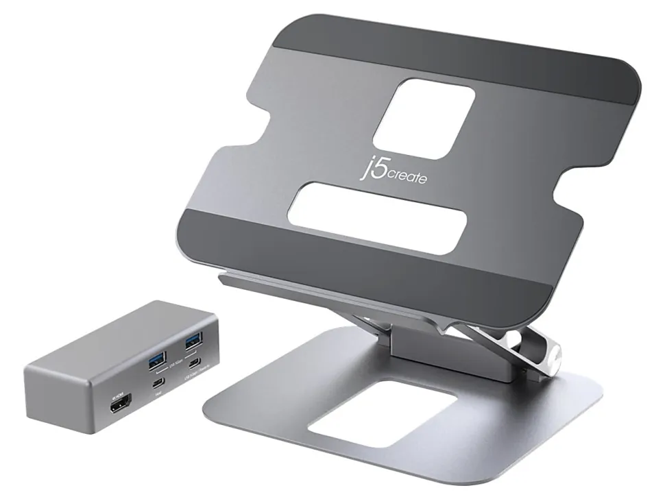 j5Create Multi-Angle 4K Docking Stand, 11.4"H x 8.9"W x 2.1"D, Space Gray, JTS327