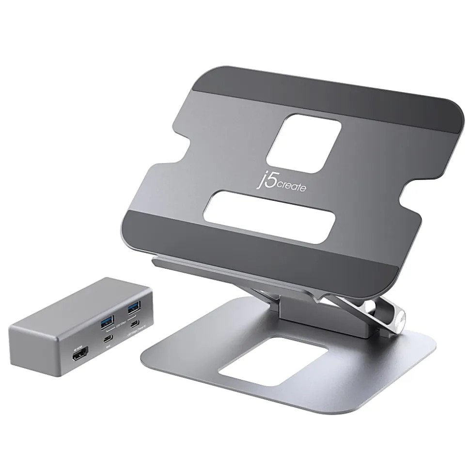 j5Create Multi-Angle 4K Docking Stand, 11.4"H x 8.9"W x 2.1"D, Space Gray, JTS327