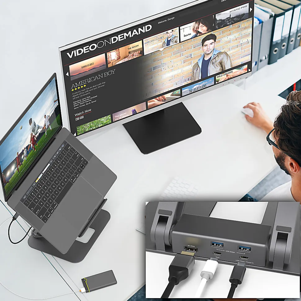j5Create Multi-Angle 4K Docking Stand, 11.4"H x 8.9"W x 2.1"D, Space Gray, JTS327