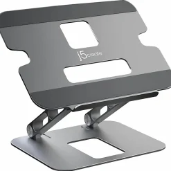 j5create Multi-Angle Laptop Stand, 11-7/16”H x 8-15/16”W x 2-1/8”D, Gray/Silver, JTS127