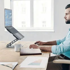 j5create Multi-Angle Laptop Stand, 11-7/16”H x 8-15/16”W x 2-1/8”D, Gray/Silver, JTS127