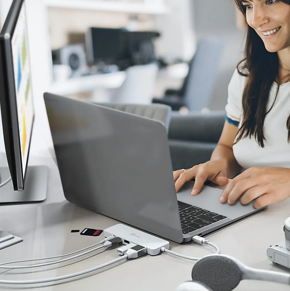 j5create USB-C Multi-Port Hub With Power Delivery, White, JCD373
