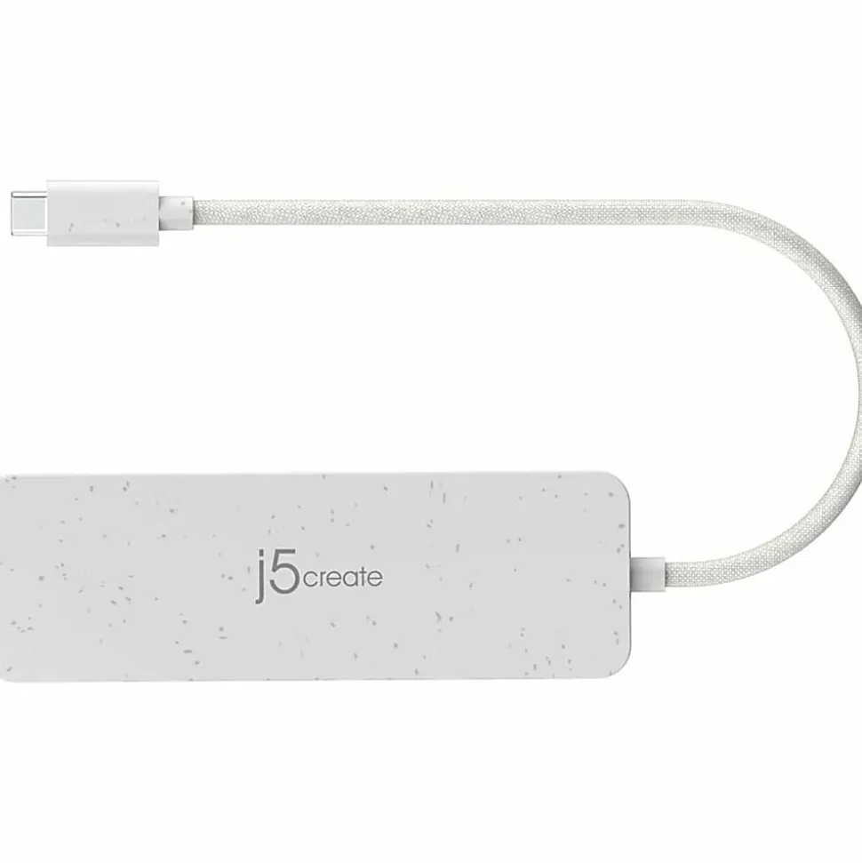 j5create USB-C Multi-Port Hub With Power Delivery, 6-3/4”, White, JCD373EW
