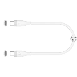 j5Create USB C 60W Liquid Silicone Fast Charging Cable, White, JUCX17W