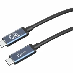 j5create USB 40Gbps 240W USB Type-C Cable, Black/Space Gray, JUC29L08