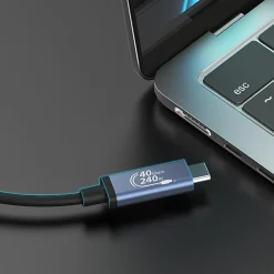 j5create USB 40Gbps 240W USB Type-C Cable, Black/Space Gray, JUC29L08