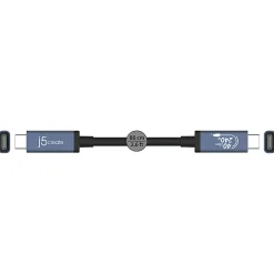 j5create USB 40Gbps 240W USB Type-C Cable, Black/Space Gray, JUC29L08