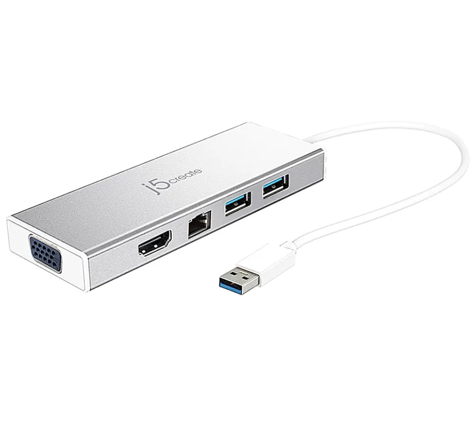 j5create USB 3.0 Mini Dock, Silver, JUD380