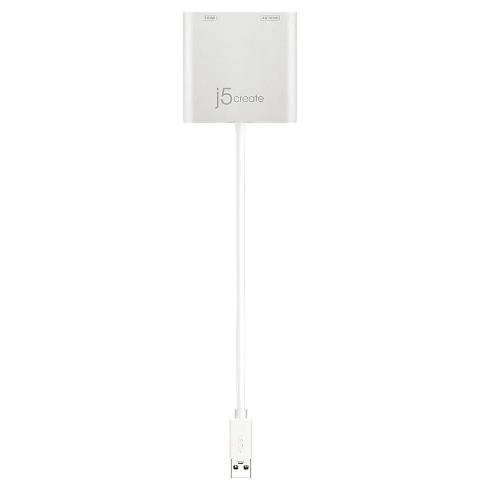j5create USB 3.0-To-Dual HDMI Cable, 12.5", Silver, JUA365