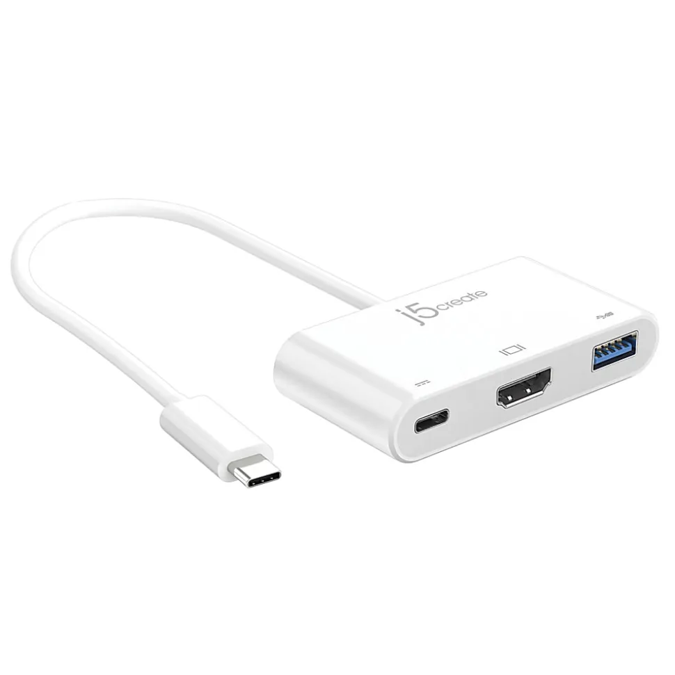 j5create USB Type-C HDMI™ USB 3.0 Adapter With Power Delivery, White, JCA379