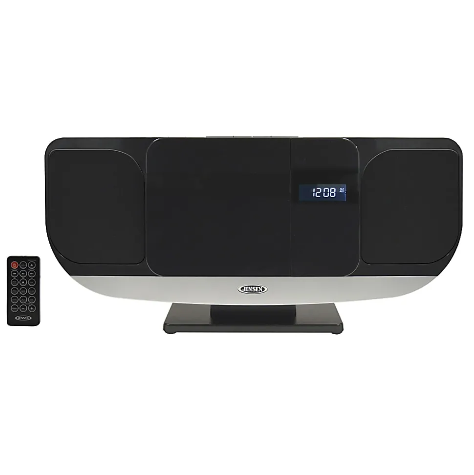 JENSEN Bluetooth® JBS-215 Wall-Mountable Music System With CD Player And FM Radio, 9.1"H x 19.6"W x 4.9"D, Black