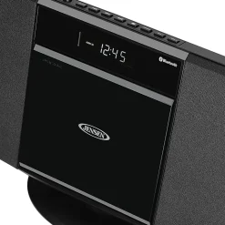 JENSEN Bluetooth JBS-300 Wall-Mountable Music System With CD Player And AM/FM Radio, 9.33"H x 14.84"W x 3.54"D, Black
