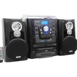 JENSEN JMC-1250 Mini Hi-Fi System - 10 W RMS - iPod Supported - Black - CD Player, Turntable - 3 Disc(s) - JMC1250