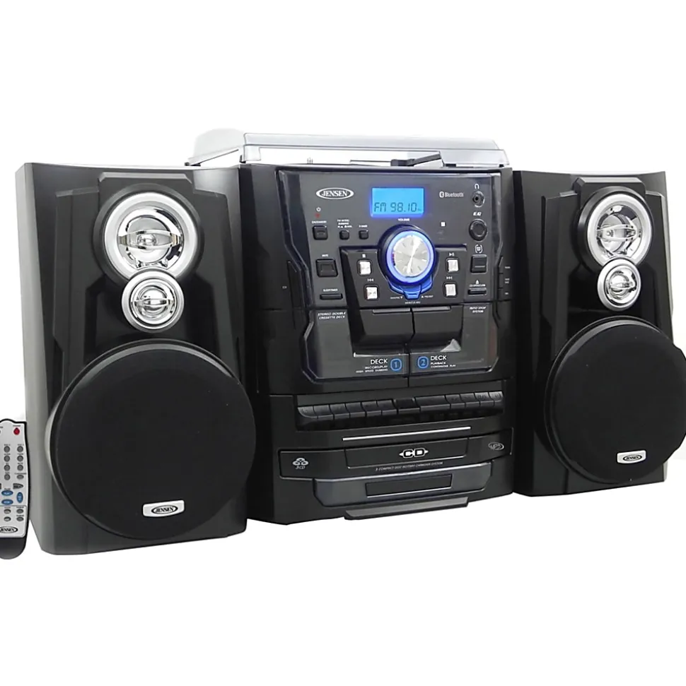 JENSEN JMC-1250 Mini Hi-Fi System - 10 W RMS - iPod Supported - Black - CD Player, Turntable - 3 Disc(s) - JMC1250