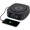 JENSEN Stereo Digital Dual-Alarm Clock With Top-Loading CD Player, FM Tuner, USB Charging Port And Battery Backup, 2.38"H x 7.32"W x 7.32"D, Black