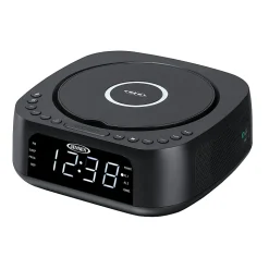 JENSEN Stereo Digital Dual-Alarm Clock With Top-Loading CD Player, FM Tuner, USB Charging Port And Battery Backup, 2.38