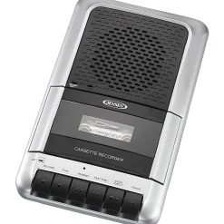 Jensen® Stereo USB MCR-100 Cassette Player, 3-3/8”H x 4-7/16”W x 1-1/4”D, Black