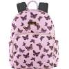 Jessica Simpson Backpack With 16" Laptop Sleeve, Pink Butterfly