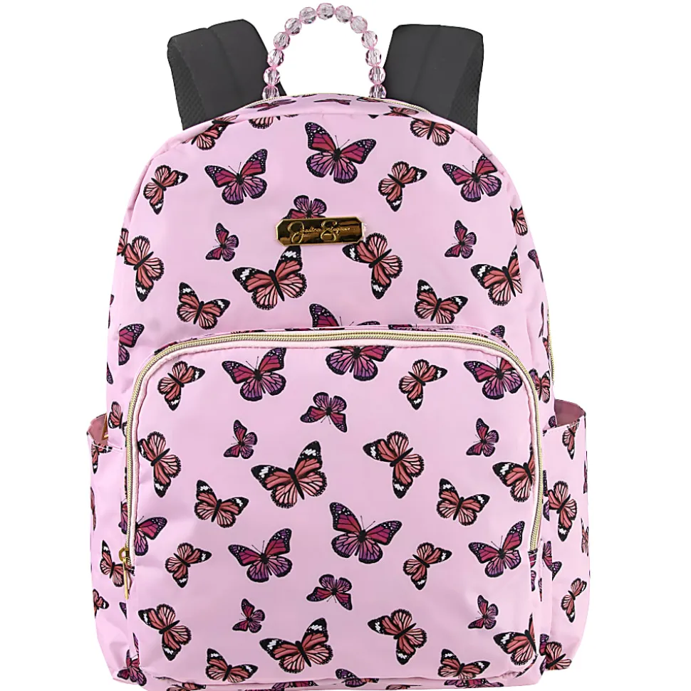 Jessica Simpson Backpack With 16" Laptop Sleeve, Pink Butterfly