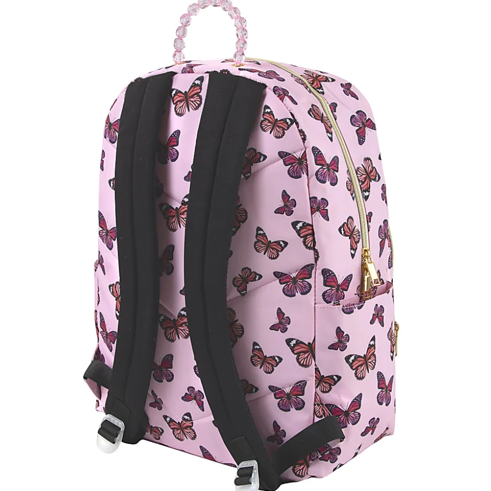 Jessica Simpson Backpack With 16" Laptop Sleeve, Pink Butterfly