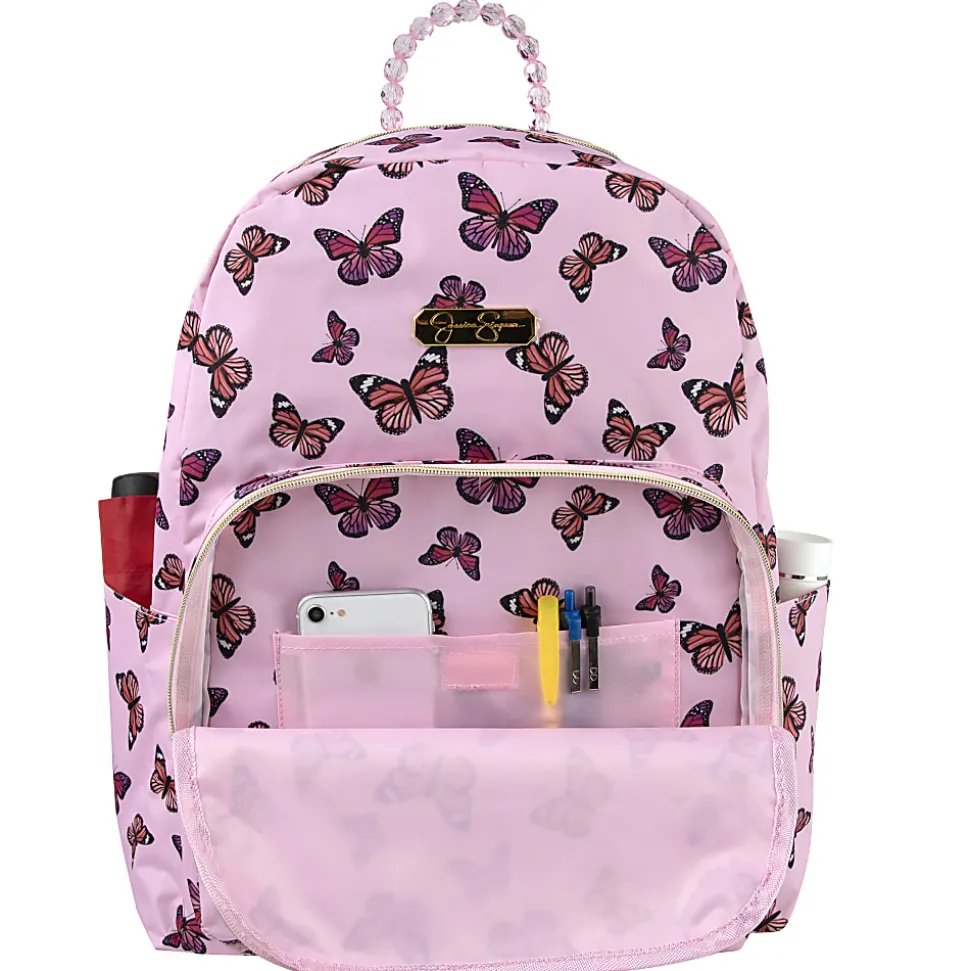 Jessica Simpson Backpack With 16" Laptop Sleeve, Pink Butterfly