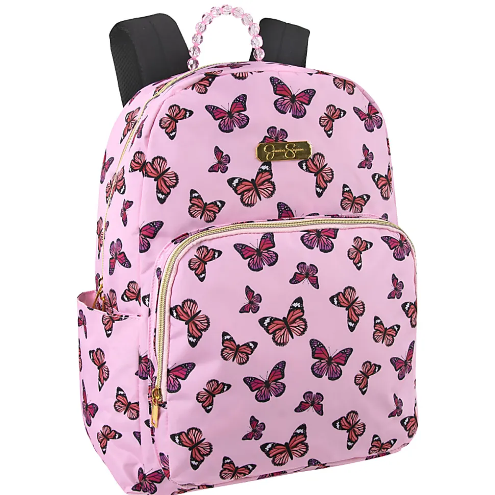 Jessica Simpson Backpack With 16" Laptop Sleeve, Pink Butterfly