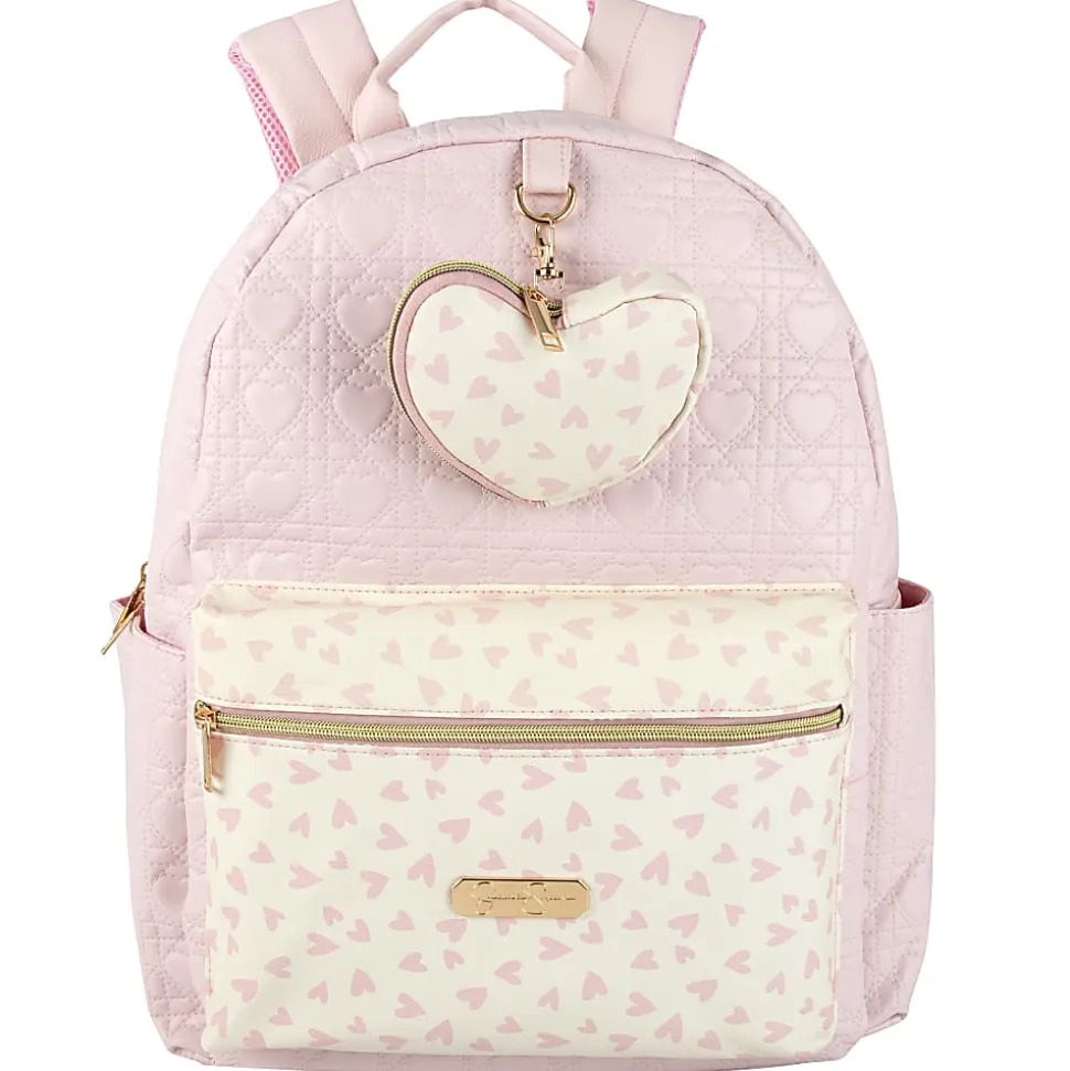 Jessica Simpson Backpack With 16" Laptop Sleeve And Keychain, Pink Heart