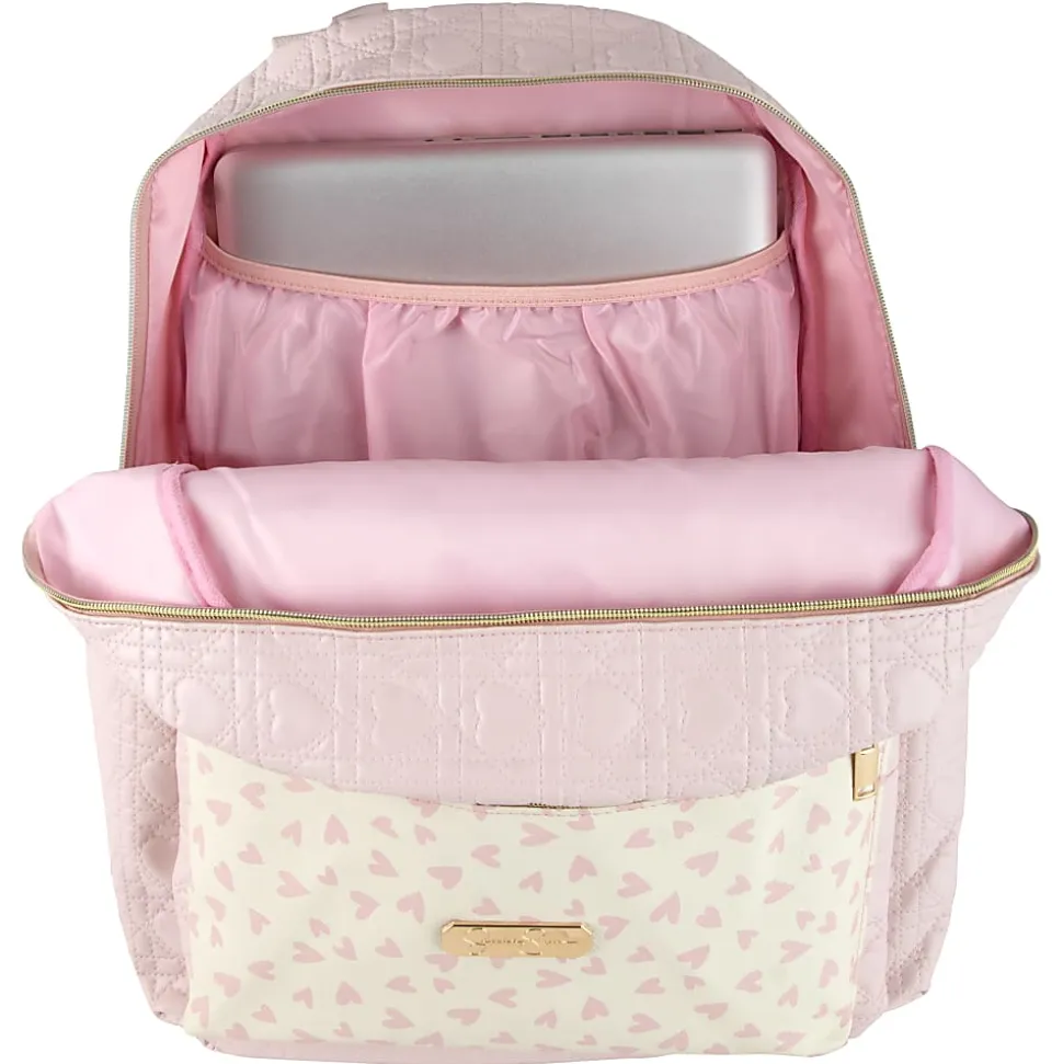 Jessica Simpson Backpack With 16" Laptop Sleeve And Keychain, Pink Heart