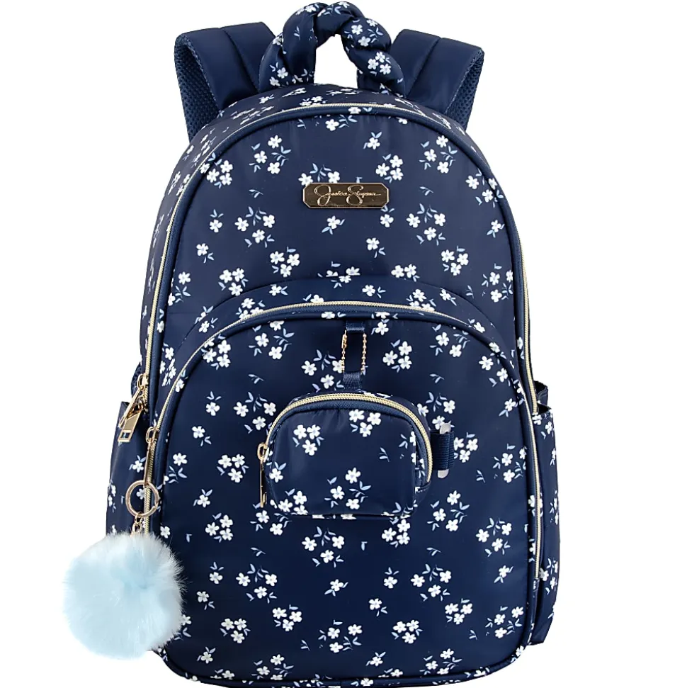 Jessica Simpson Floral Design Laptop Backpack With 16" Laptop Pocket, Navy