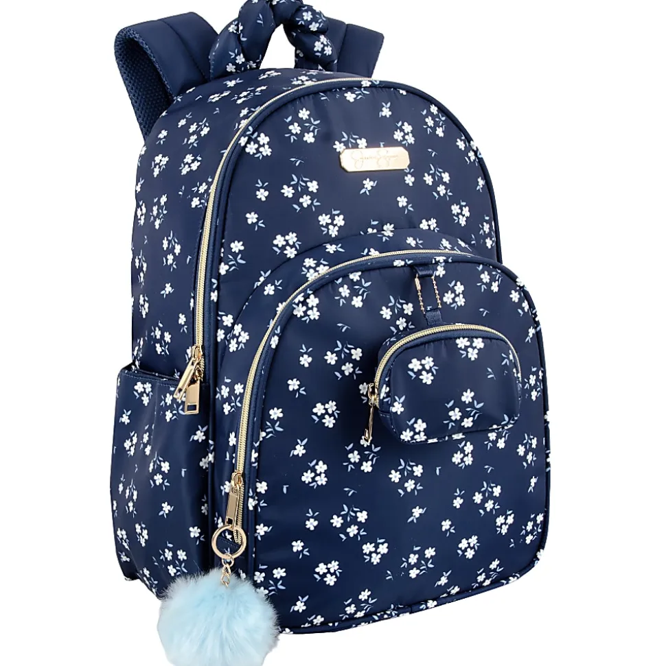 Jessica Simpson Floral Design Laptop Backpack With 16" Laptop Pocket, Navy