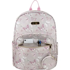 Jessica Simpson Women’s Travel Backpack With 16" Laptop Pocket, Tan Butterflies, Total Qty 1