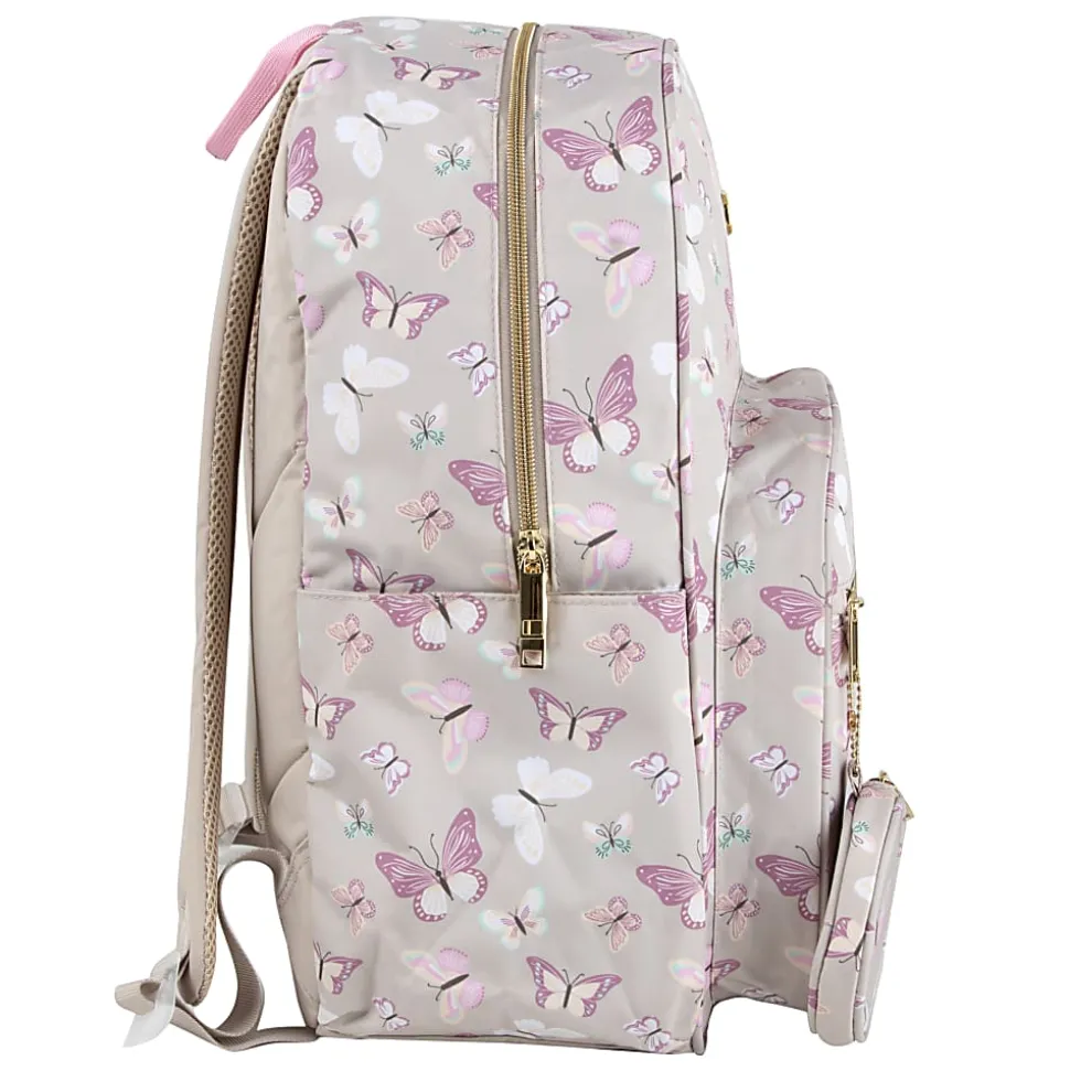 Jessica Simpson Women’s Travel Backpack With 16" Laptop Pocket, Tan Butterflies, Total Qty 1