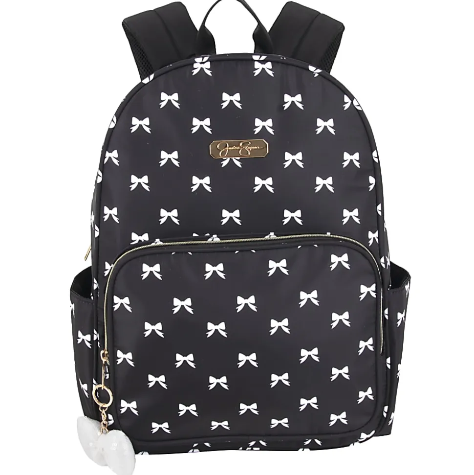 Jessica Simpson Women’s Travel Backpack With 16" Laptop Pocket, Black/White Bows, Total Qty 1