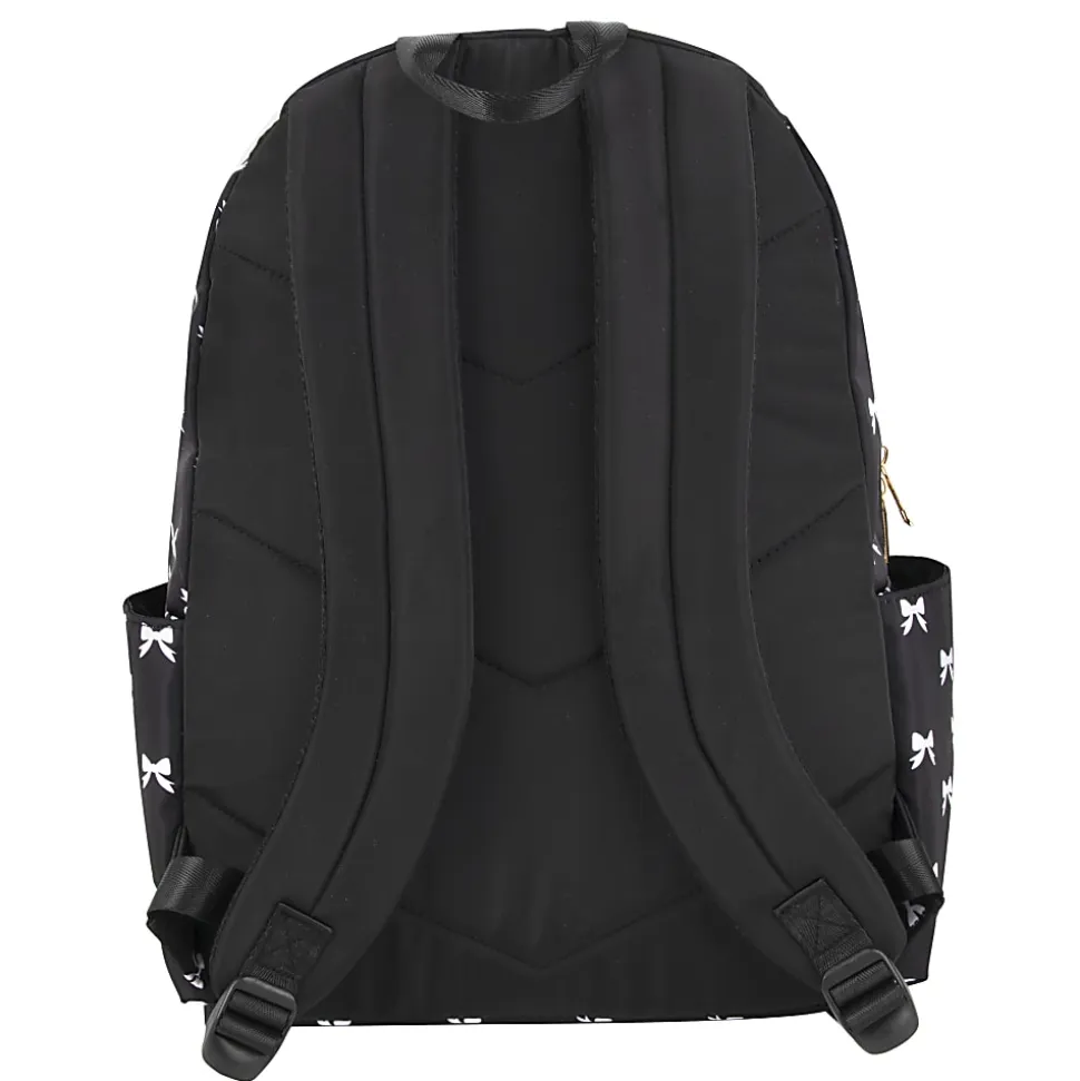Jessica Simpson Women’s Travel Backpack With 16" Laptop Pocket, Black/White Bows, Total Qty 1