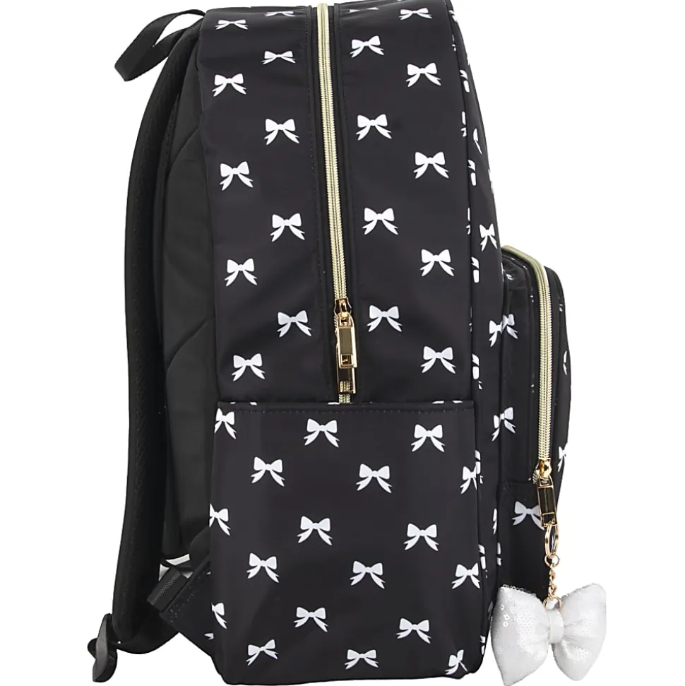 Jessica Simpson Women’s Travel Backpack With 16" Laptop Pocket, Black/White Bows, Total Qty 1
