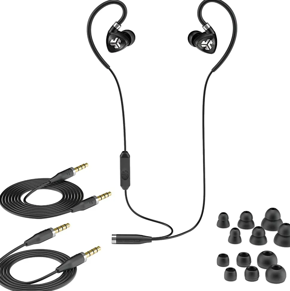 JLab Audio Fit 2.0 Sport Earbuds, Black