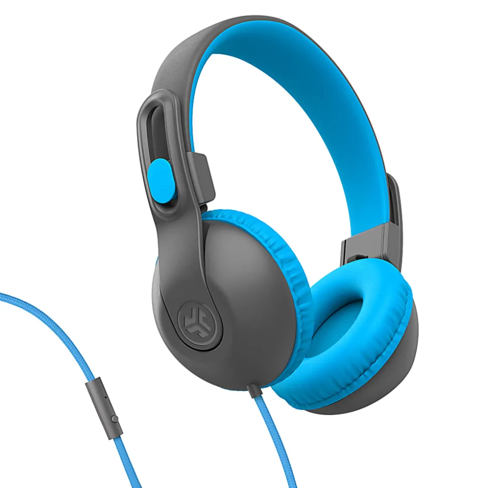 JLab Audio JBuddies Studio 2 On-Ear Headphones, Gray/Blue, HKSTU2GRYBLU122