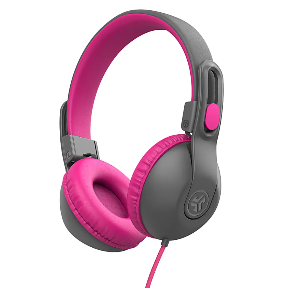 JLab Audio JBuddies Studio 2 On-Ear Headphones, Gray/Pink, HKSTU2RGRYPNK122