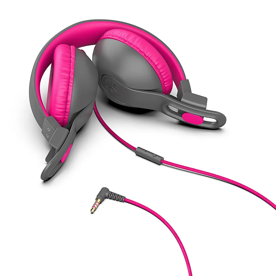 JLab Audio JBuddies Studio 2 On-Ear Headphones, Gray/Pink, HKSTU2RGRYPNK122